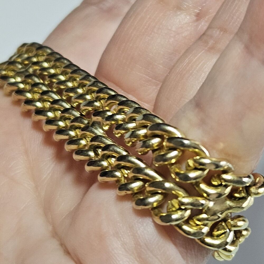 Vintage Goldette NY Gold Tone bracelet 6.75” Chunky Chain Layered - Picture 3 of 16